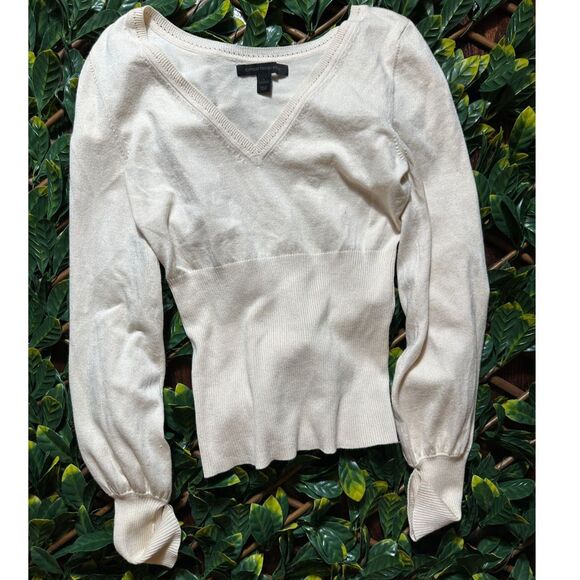 Vintage Express V Neck Cream Sweater Size Large - Picture 4 of 8